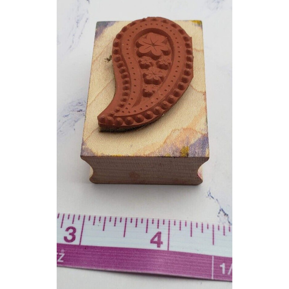 Hero Arts Paisley Teardrop Pattern With Flowers Wood Mounted Rubber Stamp C4617 - Picture 7 of 7